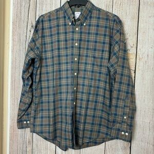 Brooks Brothers Shirt Mens Large Brown Plaid Cotton Large - OBO